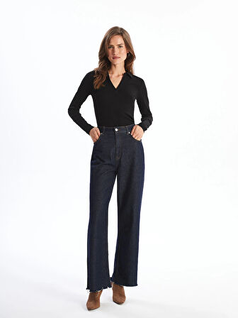 LCWAIKIKI Classic SİYAH Polo Yaka Düz Uzun Kollu Kadın Body