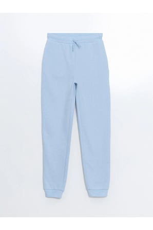 LCW Kids Mavi Beli Lastikli Kız Çocuk Kalın Jogger Eşofman Altı
