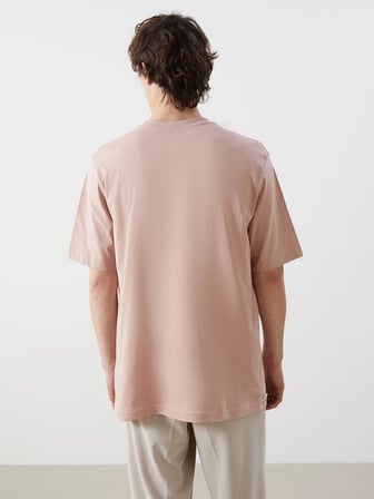 LCWAIKIKI Basic Pembe Bisiklet Yaka Penye Erkek Tişört