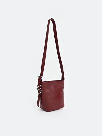 LCW ACCESSORIES BORDO Deri Görünümlü Kadın Omuz Çantası
