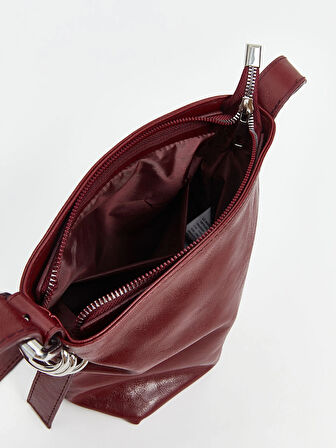 LCW ACCESSORIES BORDO Deri Görünümlü Kadın Omuz Çantası