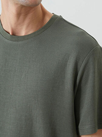 LCW Vision Yeşil Bisiklet Yaka Kısa Kollu Erkek Tişört