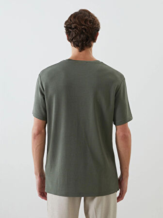 LCW Vision Yeşil Bisiklet Yaka Kısa Kollu Erkek Tişört