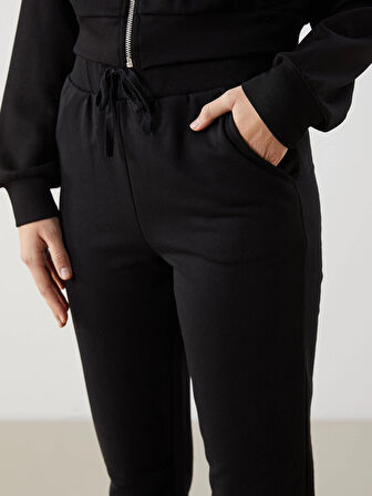 XSIDE Siyah Beli Lastikli Kadın Jogger Eşofman Altı