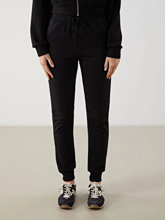 XSIDE Siyah Beli Lastikli Kadın Jogger Eşofman Altı