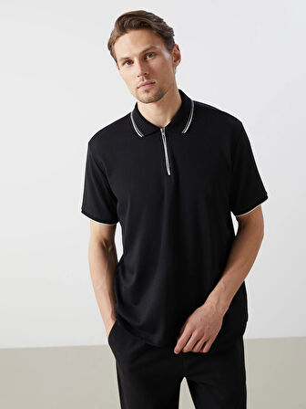 LCW Vision SİYAH Polo Yaka Kısa Kollu Erkek Tişört