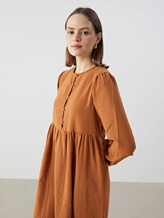 LCW Modest TURUNCU Bisiklet Yaka Kadın Elbise