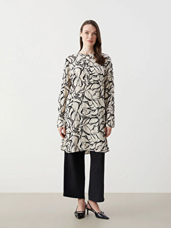LCW Grace SİYAH Hakim Yaka Desenli Kadın Tunik