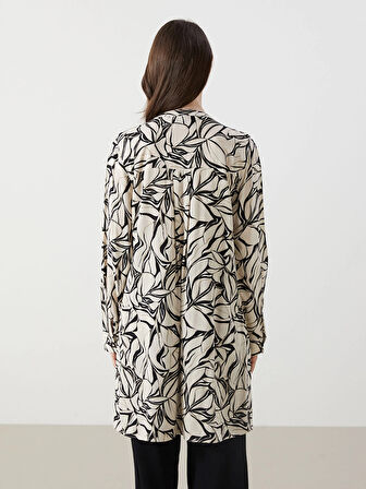 LCW Grace SİYAH Hakim Yaka Desenli Kadın Tunik