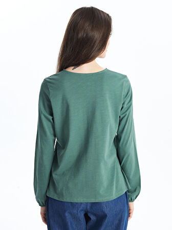 LCW Grace Yeşil Bağlamalı Yaka Desenli Kadın Bluz