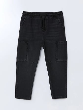 LCW Kids GRİ Beli Lastikli Erkek Çocuk Jogger Jean Pantolon