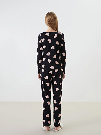 Bisiklet Yaka Desenli Kadın Pijama Takımı_W4L623Z8-LQJ_8684681853470_S