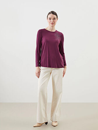 LCW Grace MÜRDÜM Bisiklet Yaka Taşlı Kadın Bluz