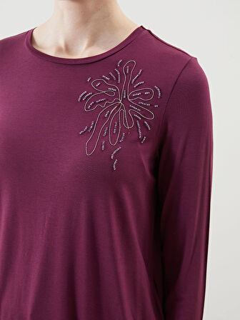 LCW Grace MÜRDÜM Bisiklet Yaka Taşlı Kadın Bluz