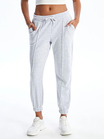XSIDE Gri Kadın Beli Lastikli Düz Jogger Eşofman Altı