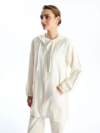 LCWAIKIKI Classic Bej Kapüşonlu Kadın Tunik