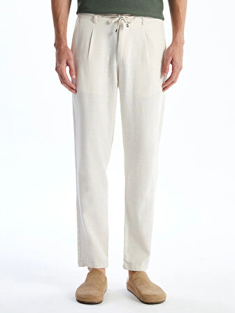 LCW Vision Bej Slim Fit Keten Karışımlı Erkek Pantolon