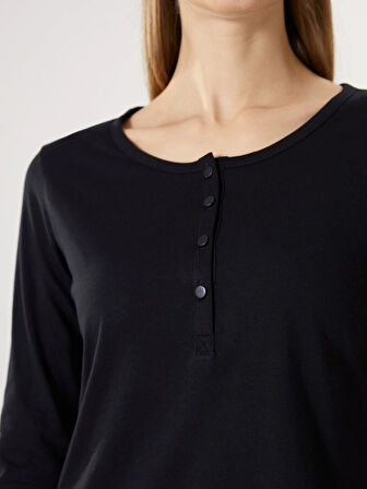 LCWAIKIKI Basic Siyah Bisiklet Yaka Kadın Tişört