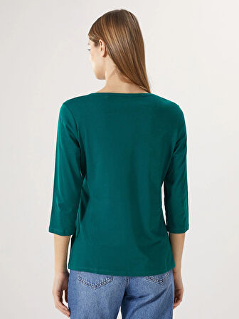 LCWAIKIKI Basic Yeşil Bisiklet Yaka Kadın Tişört