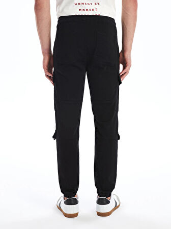 XSIDE Siyah Slim Fit Gabardin Erkek Kargo Pantolon