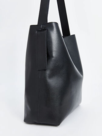 LCW ACCESSORIES SİYAH Deri Görünümlü Kadın Omuz Çantası