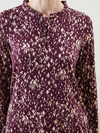 LCW Grace Mürdüm Bağlamalı Yaka Çiçekli Bluz