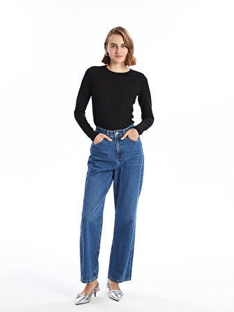 LCWAIKIKI Basic Siyah Bisiklet Yaka Kadın Body