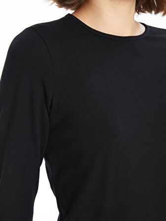 LCWAIKIKI Basic Siyah Bisiklet Yaka Kadın Body