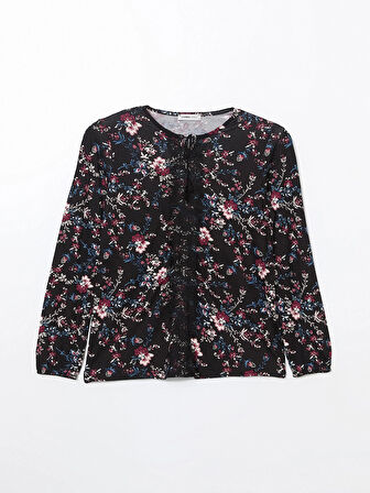 LCW Grace SİYAH Bağlamalı Yaka Çiçekli Kadın Bluz