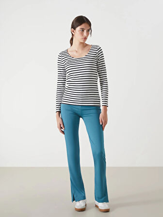 LCWAIKIKI Classic Siyah U Yaka Çizgili Kadın Body