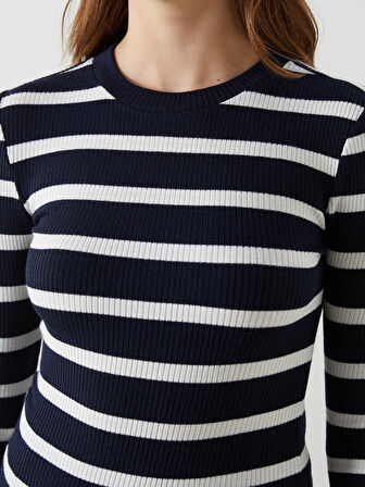 LCW Vision LACİVERT Bisiklet Yaka Çizgili Kadın Body