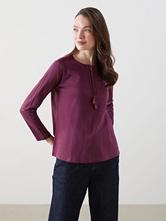 LCW Grace Mürdüm Bağlamalı Yaka Nakışlı Kadın Bluz