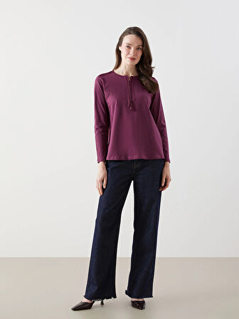 LCW Grace Mürdüm Bağlamalı Yaka Nakışlı Kadın Bluz
