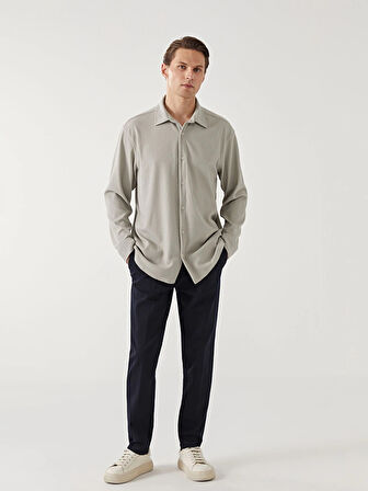 LCW Vision Yeşil Rahat Kalıp Uzun Kollu Erkek Dokulu Gömlek