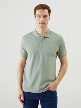 LCWAIKIKI Classic Yeşil Polo Yaka Kısa Kollu Pike Erkek Tişört