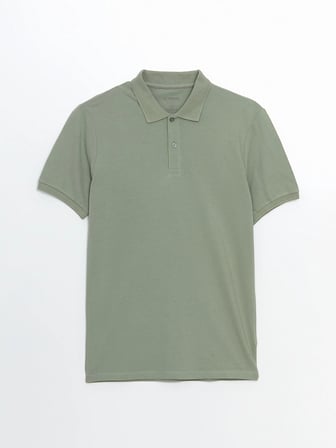 LCWAIKIKI Classic Yeşil Polo Yaka Kısa Kollu Pike Erkek Tişört