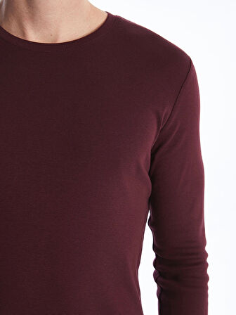 LCWAIKIKI Classic Bordo Bisiklet Yaka Uzun Kollu Penye Erkek Tişört