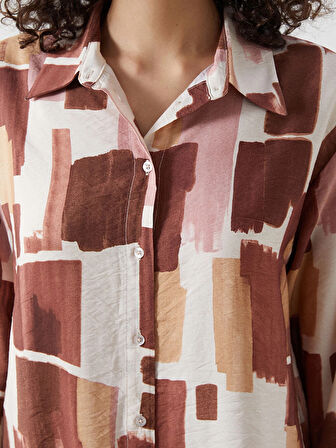 LCW Modest Kahverengi Desenli Kadın Gömlek Tunik