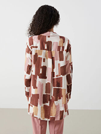 LCW Modest Kahverengi Desenli Kadın Gömlek Tunik