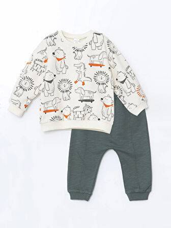 Bisiklet Yaka Baskılı Erkek Bebek Sweatshirt ve Eşofman Alt 2'li_W4LL42Z1-LRA_8684682376190_1-3 Ay