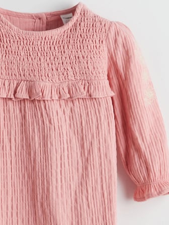 LCW Kids PEMBE Bisiklet Yaka Kız Çocuk Müslin Elbise