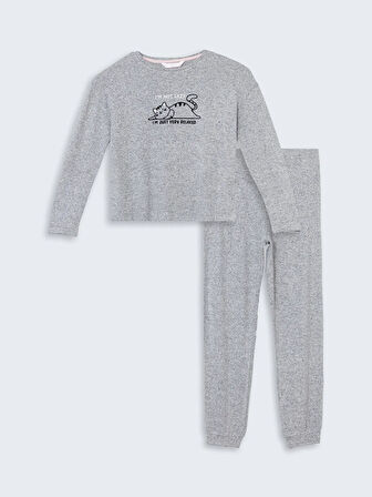 Bisiklet Yaka Baskılı Kadın Pijama Takımı_W4LL45Z8-D5C_8684682470621_3XL