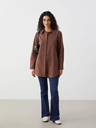 LCW Modest Kahverengi Regular Fit Kadın Gömlek Tunik