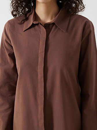 LCW Modest Kahverengi Regular Fit Kadın Gömlek Tunik