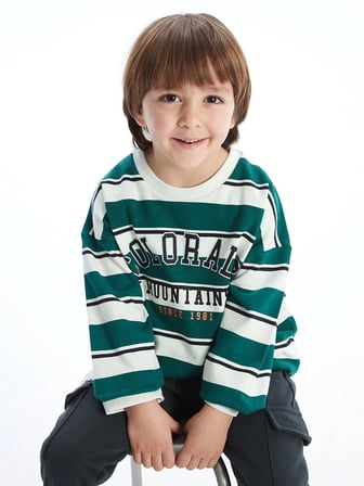 LCW Kids Bej Bisiklet Yaka Erkek Çocuk Sweatshirt ve Eşofman Alt 2'li