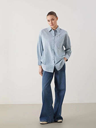 LCW Modest YEŞİL Çiçekli Oversize Kadın Gömlek Tunik