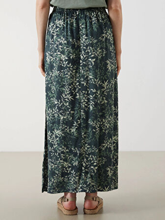 LCW Grace Yeşil Beli Lastikli Çiçekli Kadın Etek