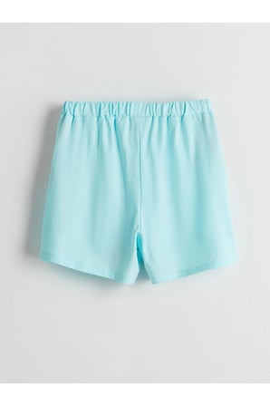 LCW Kids MAVİ Beli Lastikli Kız Çocuk Şort
