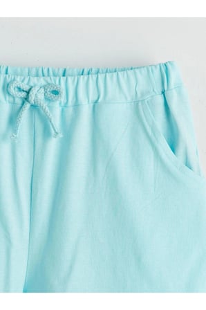 LCW Kids MAVİ Beli Lastikli Kız Çocuk Şort