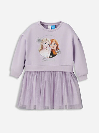 Bisiklet Yaka Elsa Baskılı Kız Çocuk Elbise_W4KR31Z1-DP386846825331422-3 Yaş